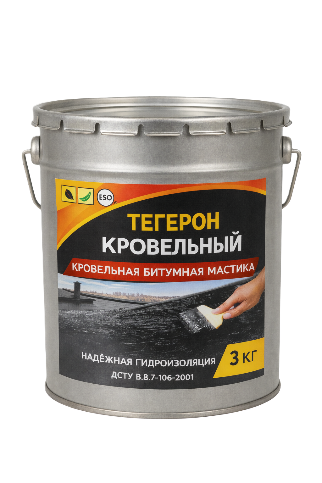 Тегерон Кровельный ЭКОБИТ ведро 3,0 кг - кровельная битумная мастика ДСТУ Б В.2.7-108-2001 ( ГОСТ 30693-2000)